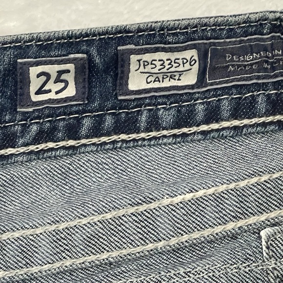 Miss Me Y2K Capri Jeans Women Sz 25 Embellished Rhinestone Flap Pocket Distress - Picture 11 of 11